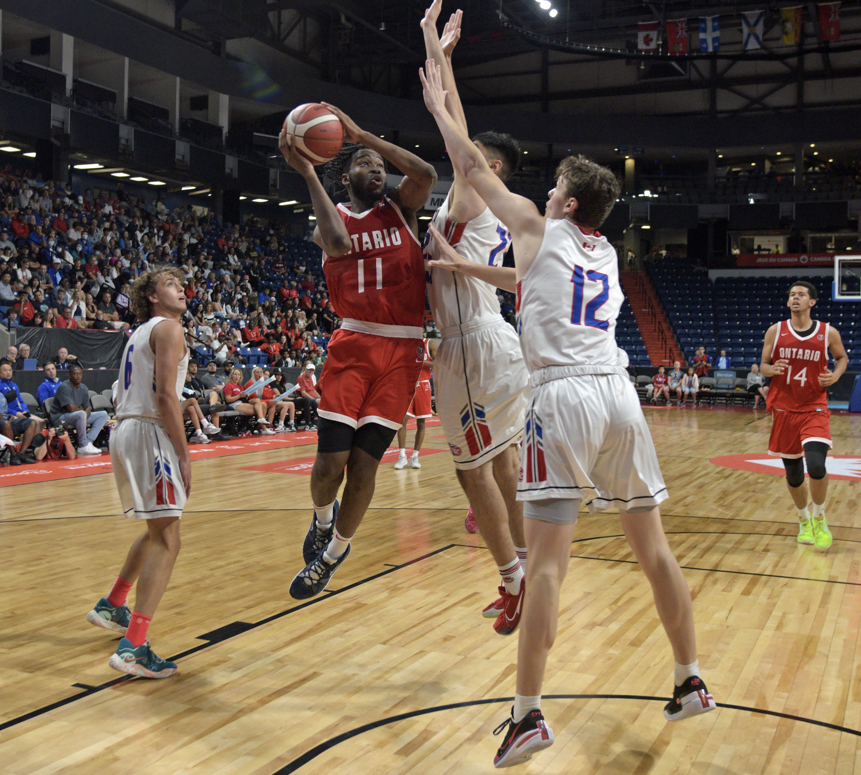 A basketball championship game at the Meridian Centre in St. Catharines.